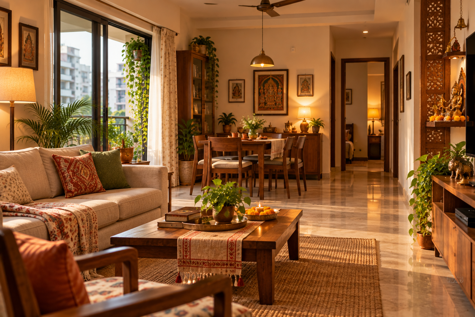 Sunlit living space in a Tat:vm home